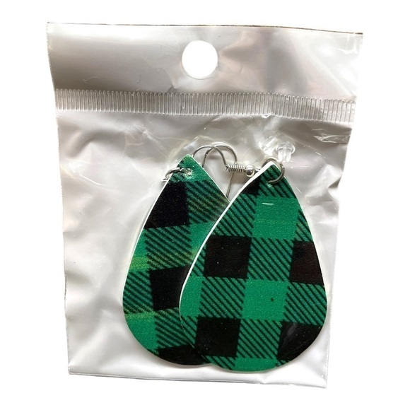 St Patricks Day Shamrock Clover Faux Leather Teardrop Dangle Earrings 3 Pair NWT - Picture 4 of 6